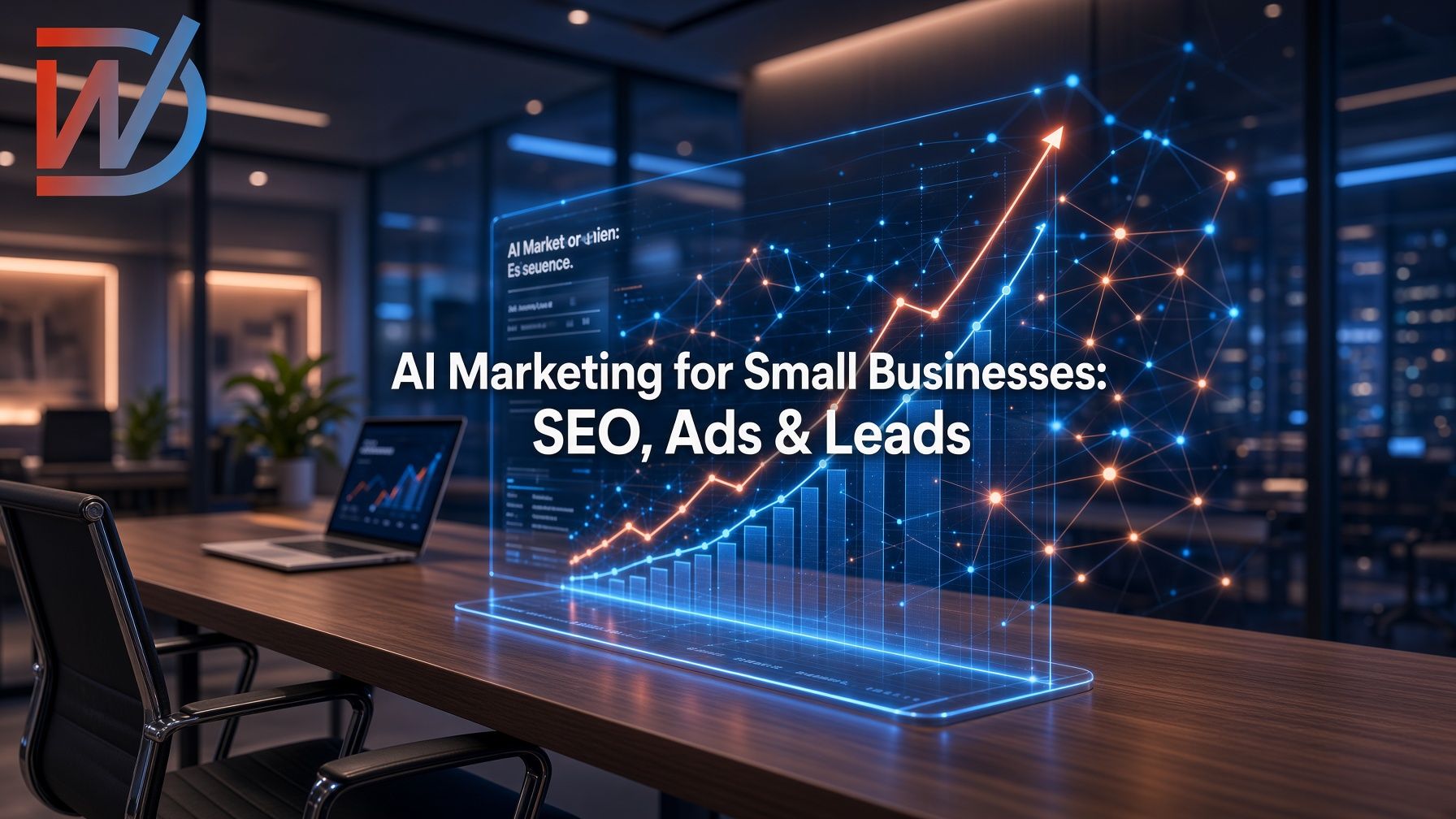 LinkedIn post: AI Marketing for Small Businesses: SEO, Ads & Leads. Learn how AI marketing help