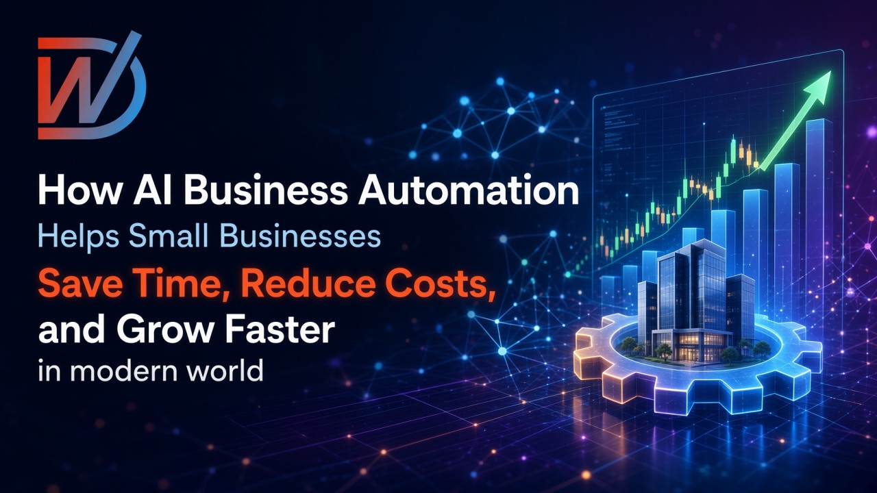 LinkedIn post: AI Business Automation: Save Time, Cut Costs, Grow Faster. Learn how AI business