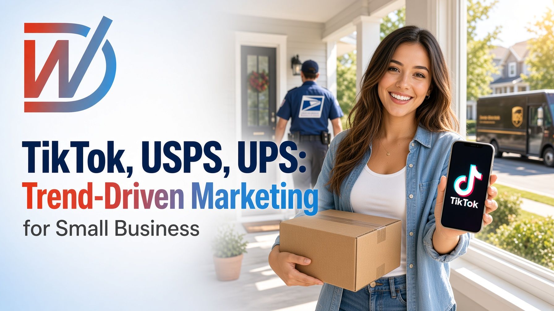 LinkedIn post: TikTok, USPS, UPS: Trend-Driven Marketing for Small Business. Learn how small bu