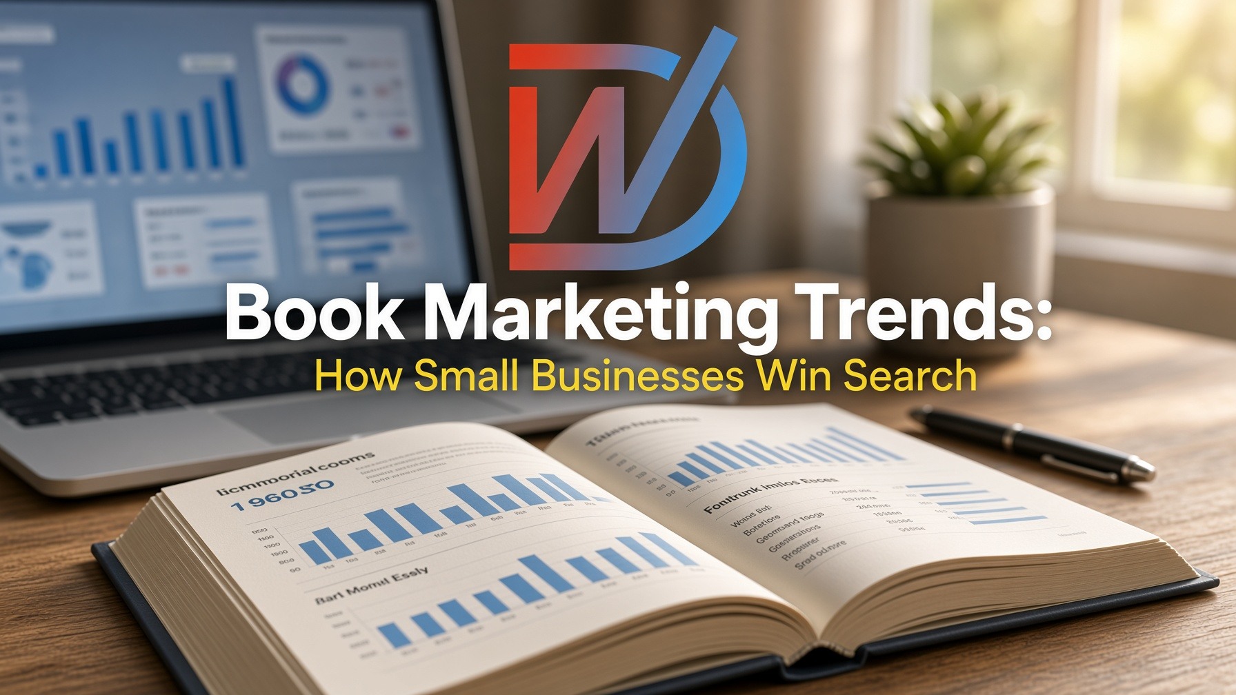 Instagram post: Book Marketing Trends: How Small Businesses Win Search. Use rising book search t