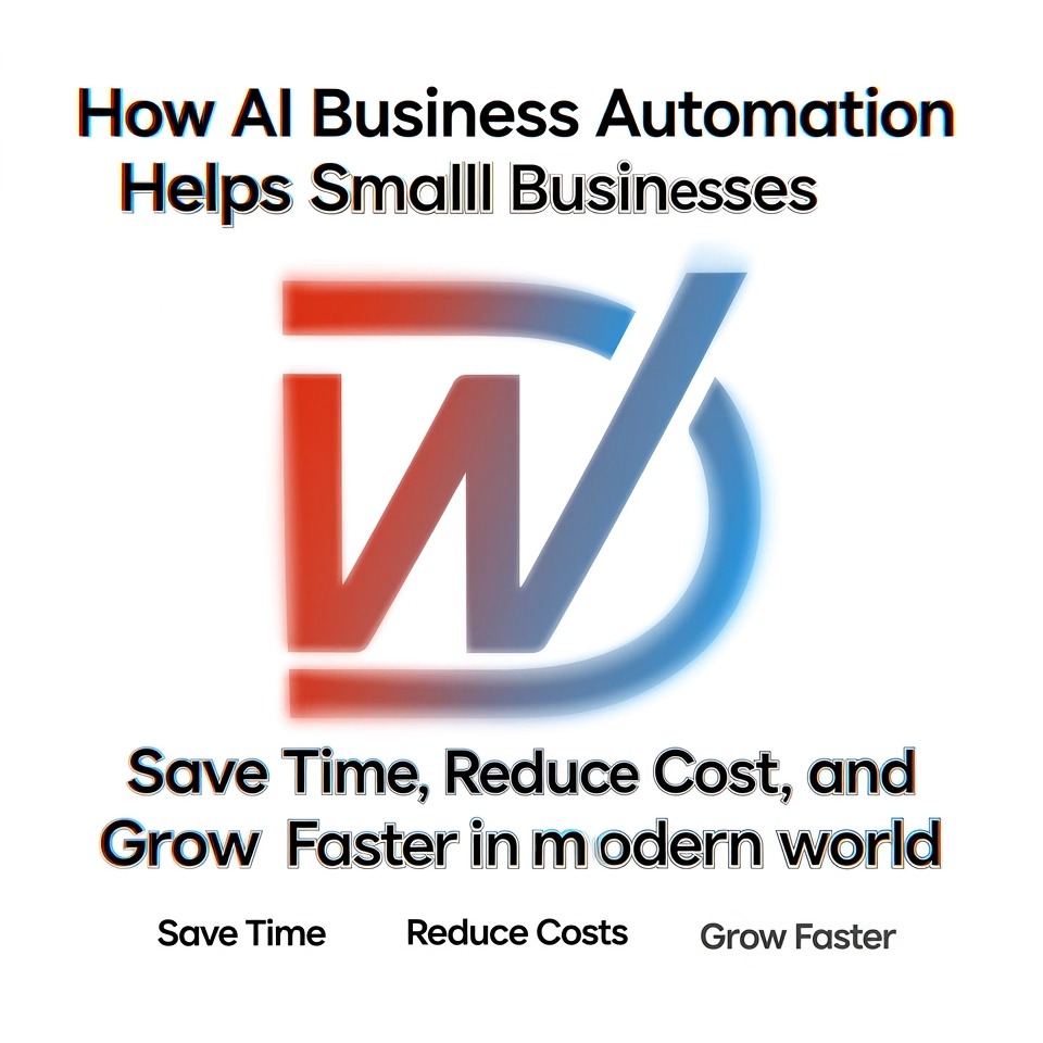 Instagram post: AI Business Automation: Save Time, Cut Costs, Grow Faster. Learn how AI business