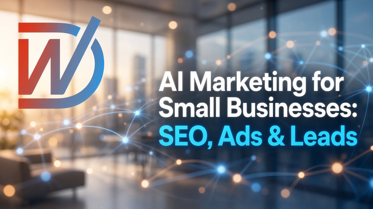 Facebook post: AI Marketing for Small Businesses: SEO, Ads & Leads. Learn how small businesses 