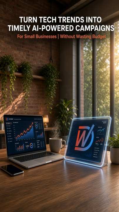 Facebook post: Learn how small businesses can turn tech trends into timely AI-powered campaigns