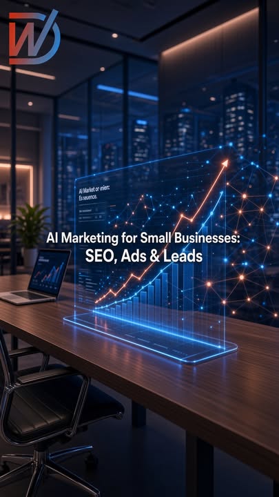 Facebook post: Learn how AI marketing helps small businesses improve SEO, run better ads, and g