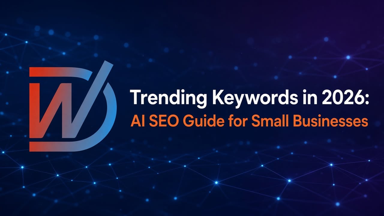 Facebook post: Trending Keywords in 2026: AI SEO Guide for Small Businesses. Learn how small bu