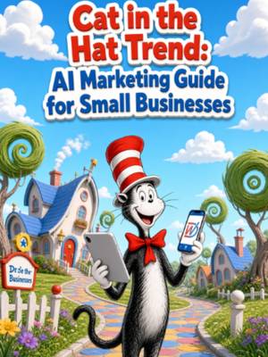 TikTok post: Cat in the Hat Trend: AI Marketing Guide for Small Businesses. Learn how small b