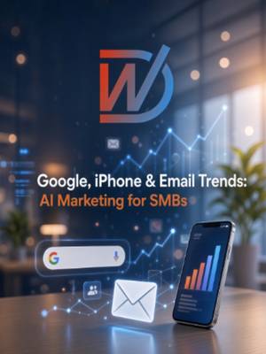 TikTok post: Google, iPhone & Email Trends: AI Marketing for SMBs. Learn how small businesses