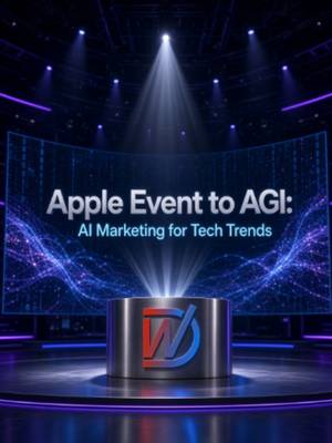 TikTok post: Apple Event to AGI: AI Marketing for Tech Trends. Learn how small businesses can